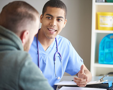 gp talks to patient