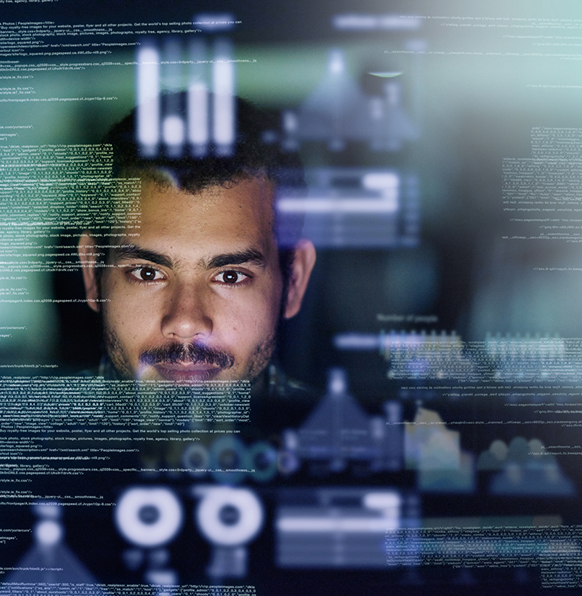 Cropped shot of a young computer programmer looking through data
