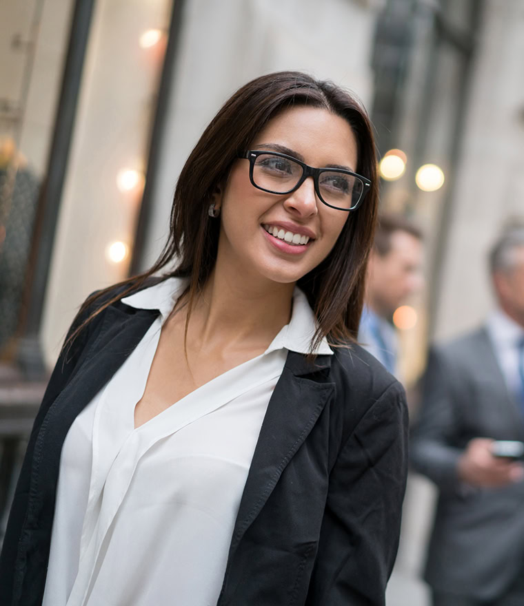 Business woman working with a group