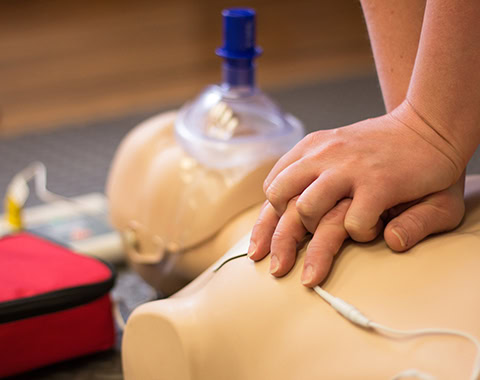 CPR demonstration on manikin